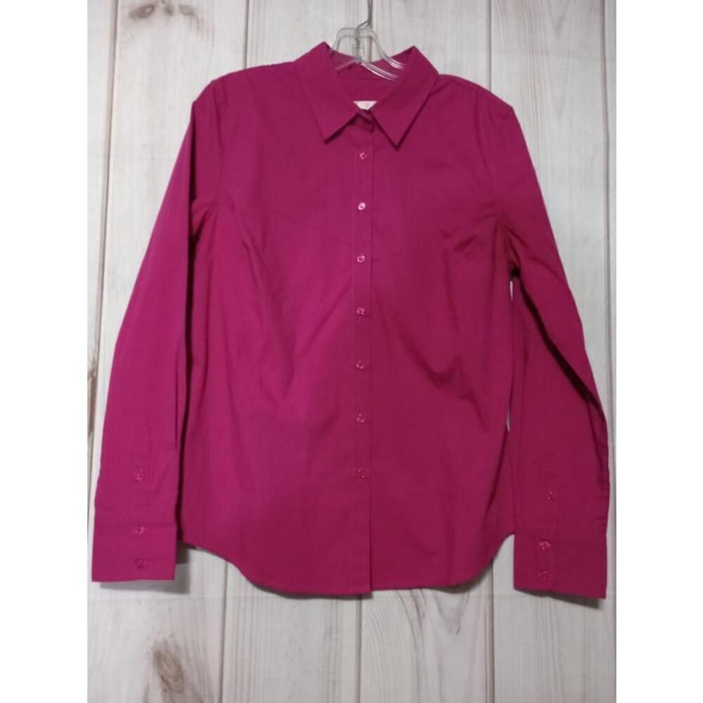 Boston‎ Proper Magenta Pink Stretch Cotton Button Down Shirt Size 12 Long Sleeve